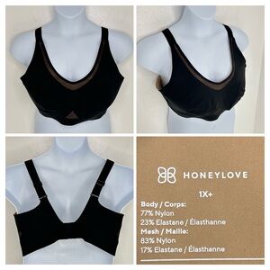 HoneyLove Soft No Wire‎ Cloudfuse Adjustable Bra Size 1X+ Black Comfort Support